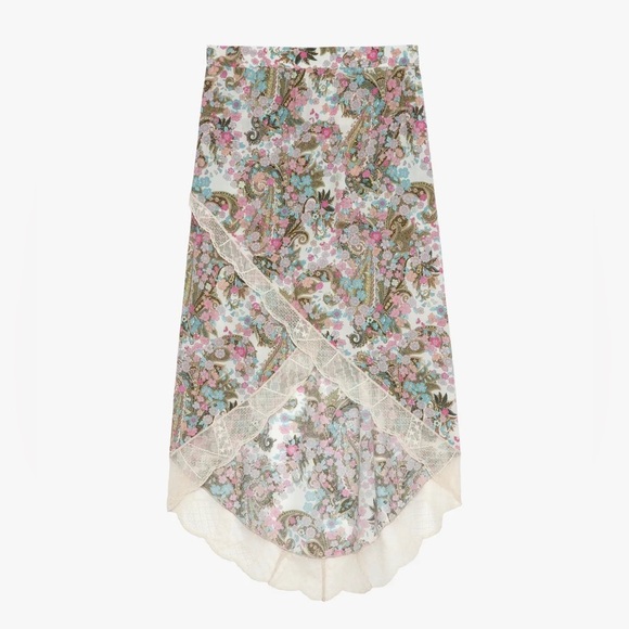 Zadig & Voltaire Jeudie Floral Midi Skirt- Deep Parme - Picture 4 of 5